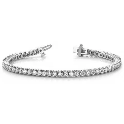 Bracelets GB Women 6 Carats Round Real Natural Earth Mined Diamond Tennis Bracelet White Gold 14K