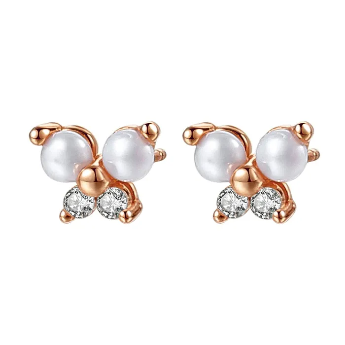 Butterfly Pearl Stud Earrings Sterling Silver Gold Hey Happiness Earrings Butterfly Pearl Stud Earrings Sterling Silver Gold Hey Happiness Earrings