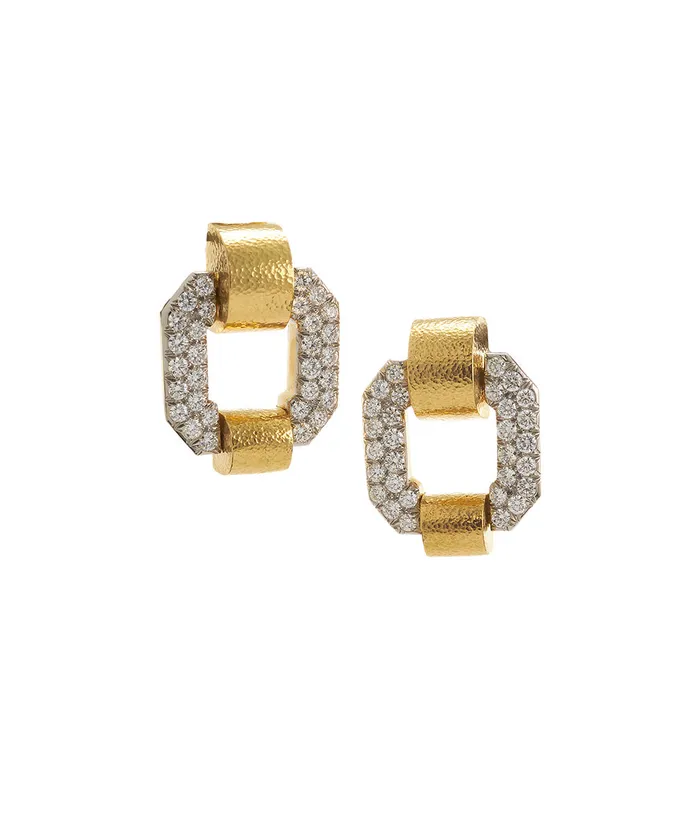 David Webb Earrings Octagonal Buckle Earrings
