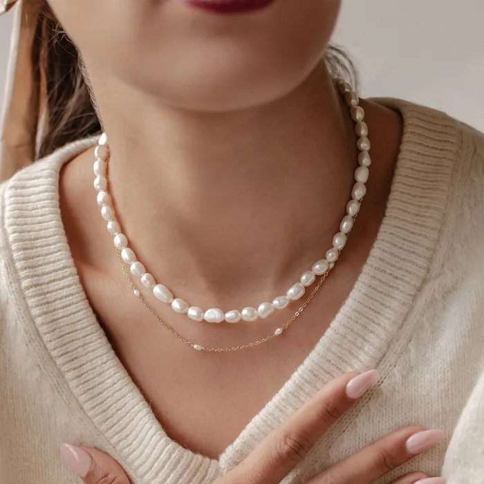 Double Grace Pearl Necklace Set Sterling Silver Hey Happiness Necklaces