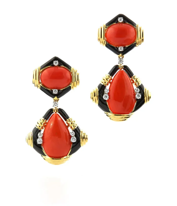 Earrings David Webb Workshop Radio Earrings Coral
