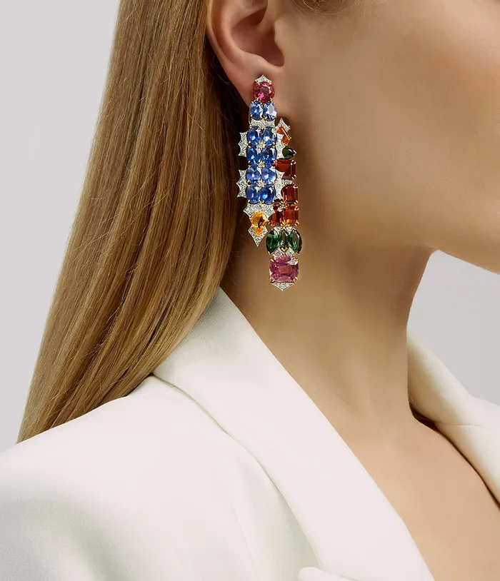 Earrings David Webb Workshop Streamer Earrings Rubellite Sapphire Tourmaline Citrine Earrings David Webb Workshop Streamer Earrings Rubellite Sapphire Tourmaline Citrine