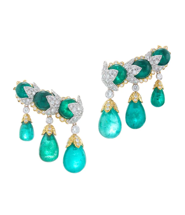 Earrings Garland Ear Cuffs Emerald David Webb
