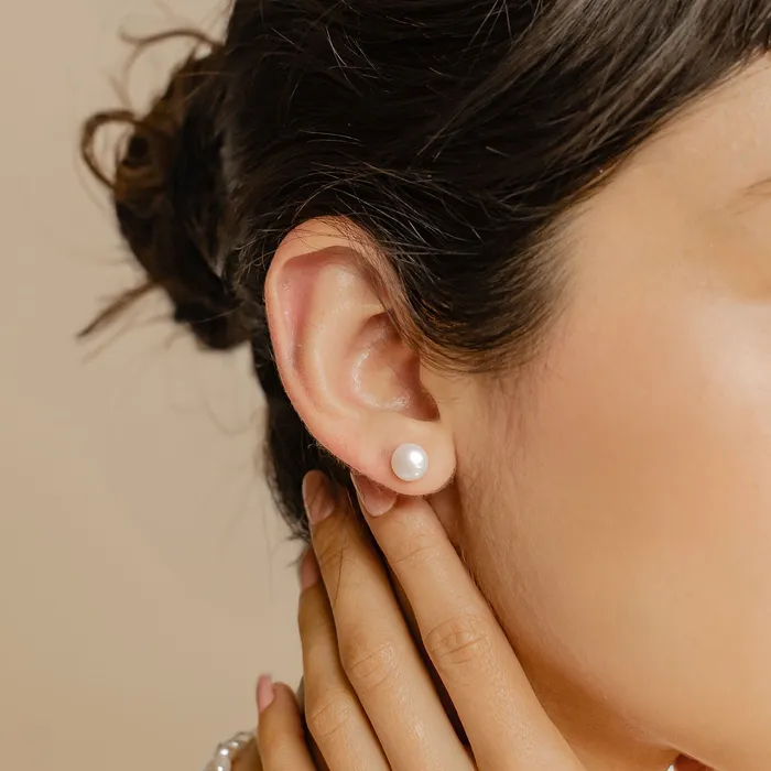 Earrings Hey Happiness Dot Pearl Stud Earrings Sterling Silver Gold Earrings Hey Happiness Dot Pearl Stud Earrings Sterling Silver Gold