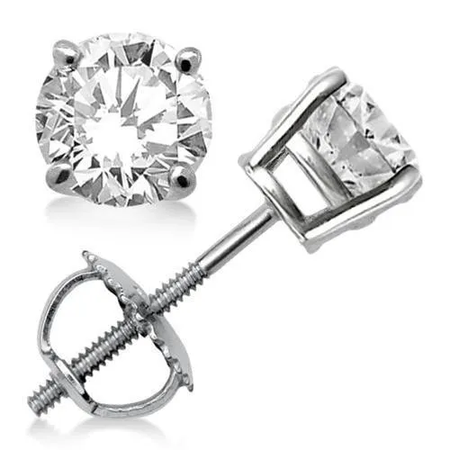 GB Earrings 240 Ct Solitaire Round Natural Earth Mined Diamond Women Stud Earring White Gold 14K