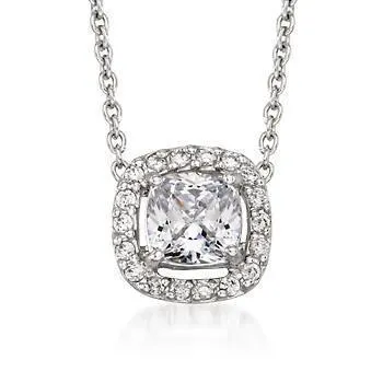GB Necklaces Cushion Round Genuine Natural Earth Mined Diamond Halo Necklace Pendant 225 Carat White Gold 14K