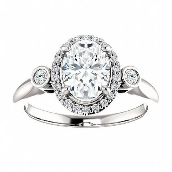 GB Oval Cut Three Stone Style Genuine Natural Earth Mined Diamond Ring 180 Carats White Gold 14K Rings GB Oval Cut Three Stone Style Genuine Natural Earth Mined Diamond Ring 180 Carats White Gold 14K Rings