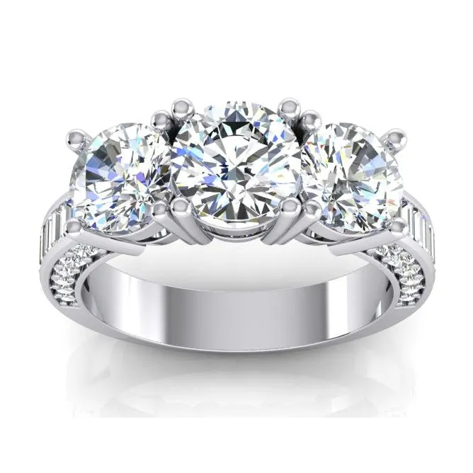 GB Rings 341 Ct White Gold Natural Earth Mined Diamond Three Stone Wedding Ring