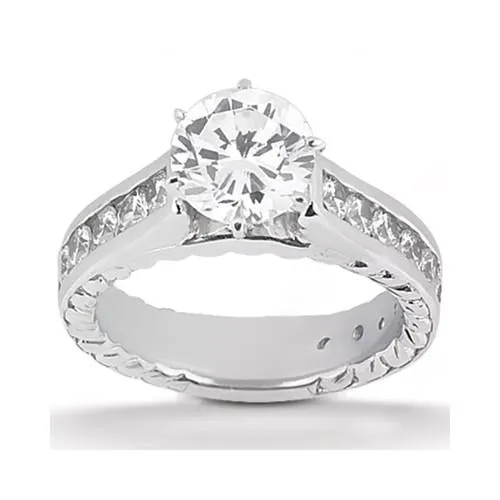 GB Rings Natural Earth Mined Diamond Engagement Ring With Accents Set 421 Carats White Gold 14K