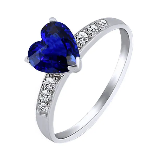 HarryChadEntcom Rings Heart Blue Sapphire Gemstone Ring Accented Natural Earth Mined Diamonds 225 Carats HarryChadEntcom Rings Heart Blue Sapphire Gemstone Ring Accented Natural Earth Mined Diamonds 225 Carats