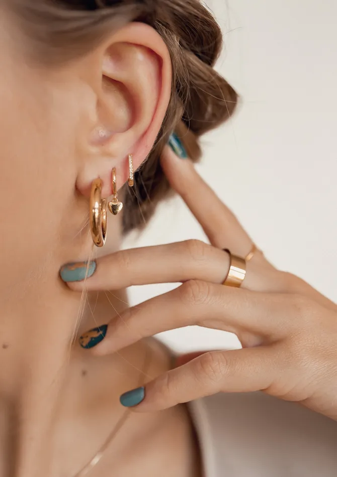 Hey Happiness Clear Stone Huggie Earrings Sterling Silver Gold Earrings