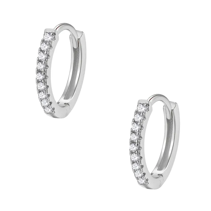 Hey Happiness Clear Stone Huggie Earrings Sterling Silver Gold Earrings