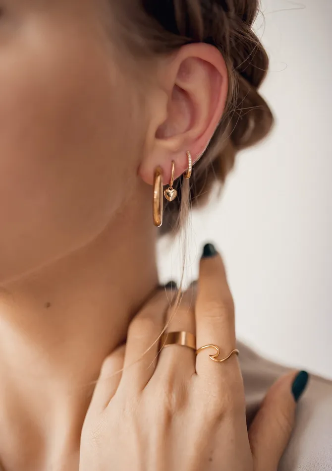 Hey Happiness Clear Stone Huggie Earrings Sterling Silver Gold Earrings