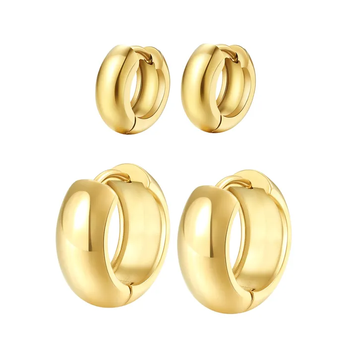 Hey Happiness Earrings Chunky Hoop Earring Set Stainless Steel