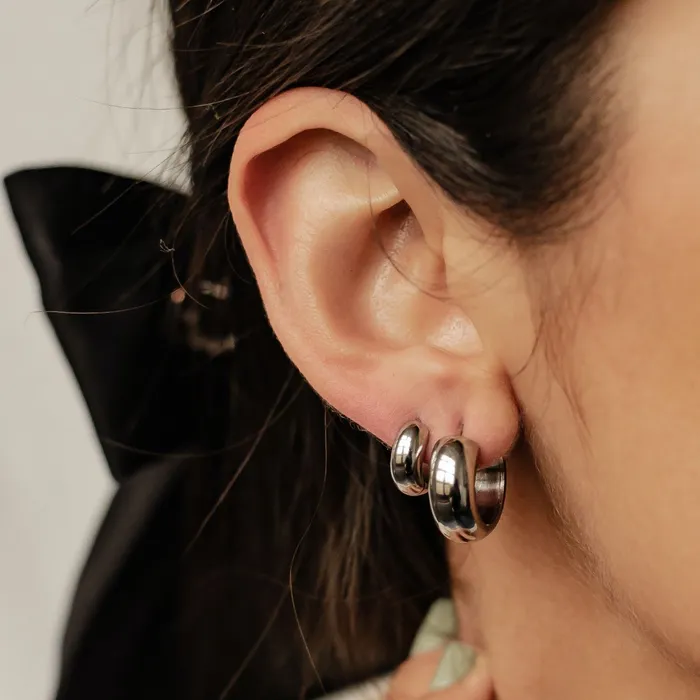 Hey Happiness Earrings Chunky Hoop Earring Set Stainless Steel Hey Happiness Earrings Chunky Hoop Earring Set Stainless Steel