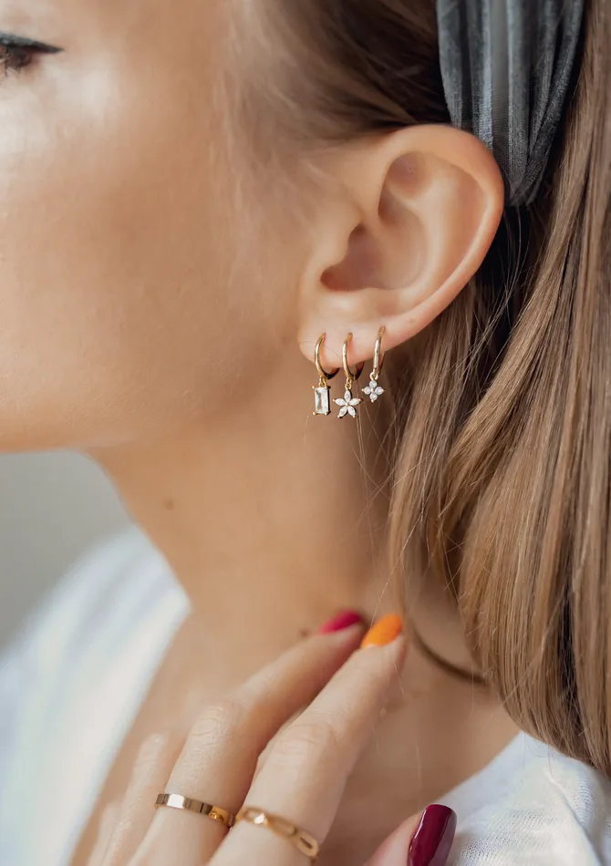 Hey Happiness Earrings Gemstone Huggie Earrings Sterling Silver Hey Happiness Earrings Gemstone Huggie Earrings Sterling Silver