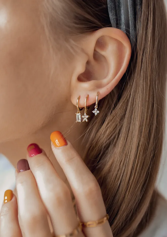Hey Happiness Earrings Gemstone Huggie Earrings Sterling Silver Hey Happiness Earrings Gemstone Huggie Earrings Sterling Silver