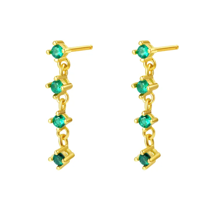 Hey Happiness Earrings Green Gemstone Quartet Stud Earrings Sterling Silver