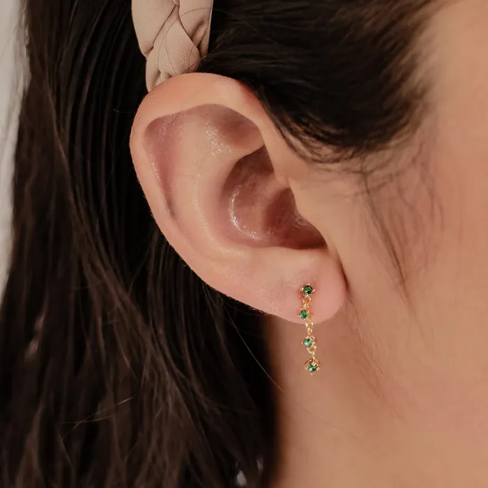 Hey Happiness Earrings Green Gemstone Quartet Stud Earrings Sterling Silver Hey Happiness Earrings Green Gemstone Quartet Stud Earrings Sterling Silver