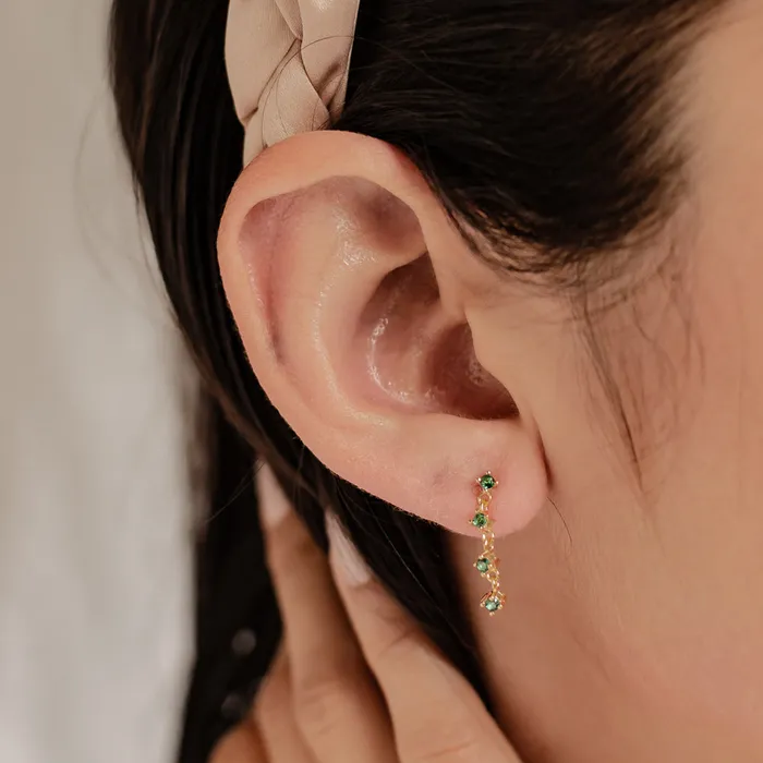 Hey Happiness Earrings Green Gemstone Quartet Stud Earrings Sterling Silver Hey Happiness Earrings Green Gemstone Quartet Stud Earrings Sterling Silver