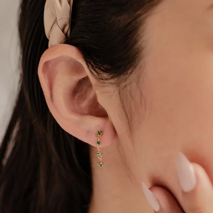 Hey Happiness Earrings Green Gemstone Quartet Stud Earrings Sterling Silver Hey Happiness Earrings Green Gemstone Quartet Stud Earrings Sterling Silver