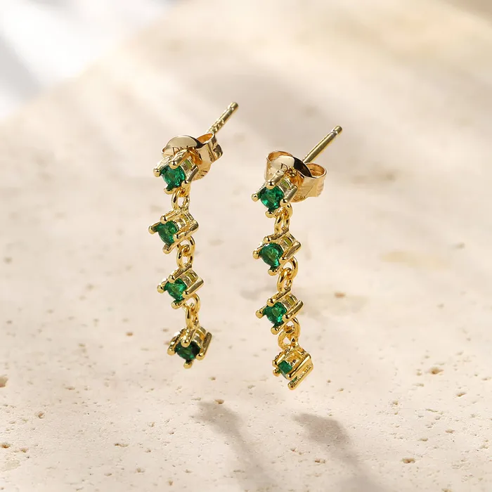 Hey Happiness Earrings Green Gemstone Quartet Stud Earrings Sterling Silver Hey Happiness Earrings Green Gemstone Quartet Stud Earrings Sterling Silver