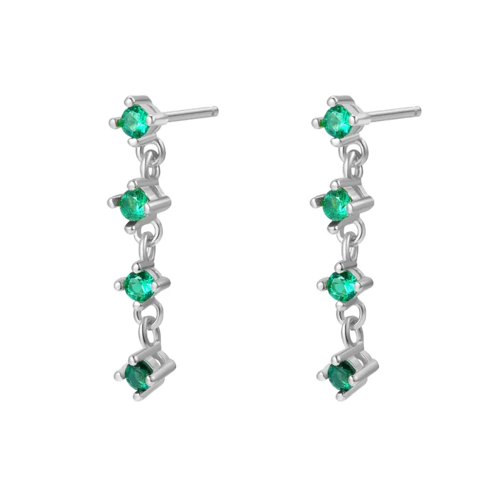 Hey Happiness Earrings Green Gemstone Quartet Stud Earrings Sterling Silver Hey Happiness Earrings Green Gemstone Quartet Stud Earrings Sterling Silver