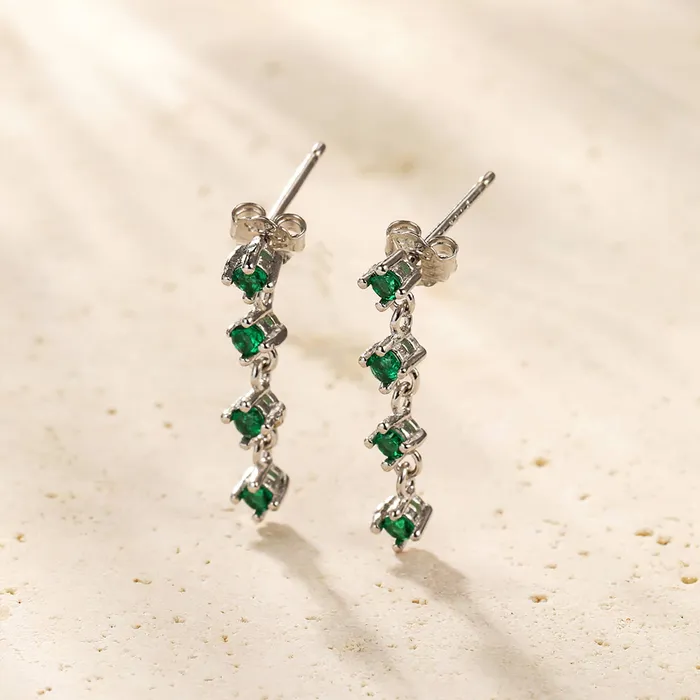 Hey Happiness Earrings Green Gemstone Quartet Stud Earrings Sterling Silver Hey Happiness Earrings Green Gemstone Quartet Stud Earrings Sterling Silver