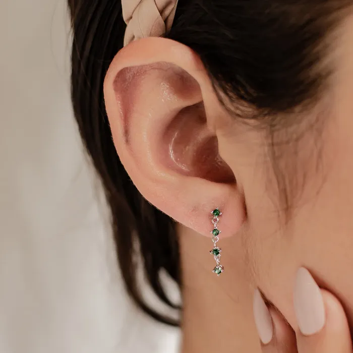 Hey Happiness Earrings Green Gemstone Quartet Stud Earrings Sterling Silver Hey Happiness Earrings Green Gemstone Quartet Stud Earrings Sterling Silver