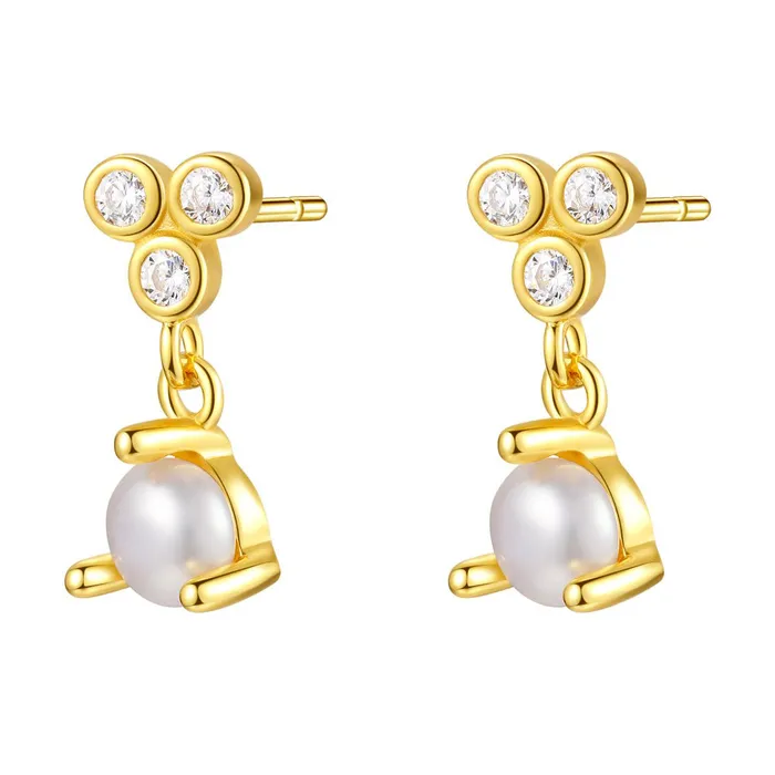 Hey Happiness Earrings Nest Pearl Stud Earrings Sterling Silver Gold