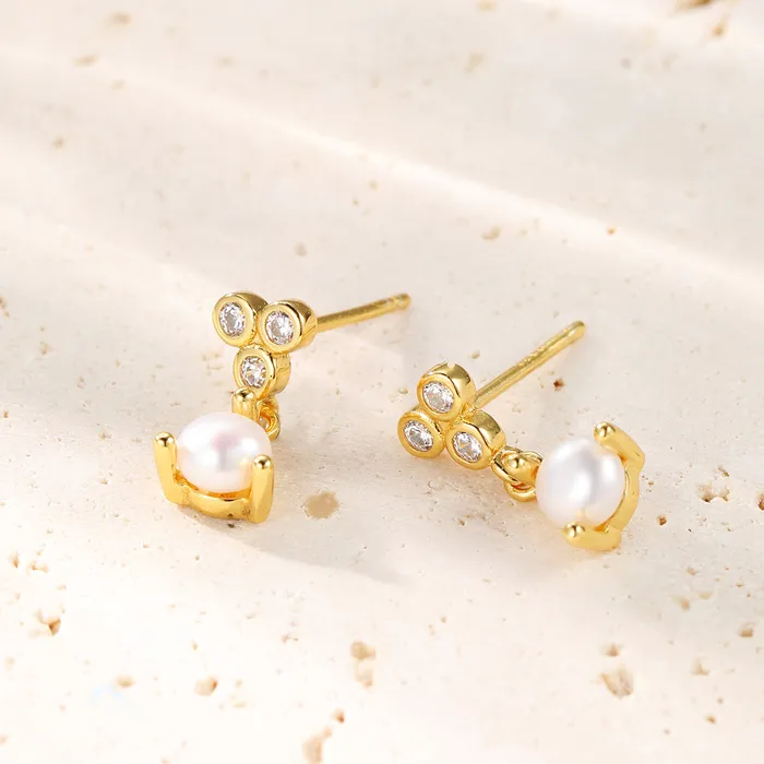 Hey Happiness Earrings Nest Pearl Stud Earrings Sterling Silver Gold Hey Happiness Earrings Nest Pearl Stud Earrings Sterling Silver Gold