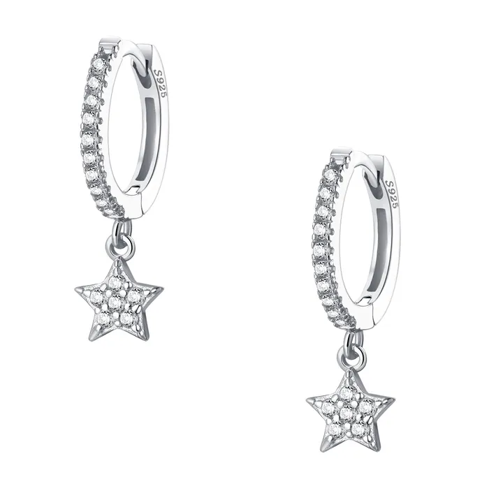 Hey Happiness Earrings Star Huggie Earrings Sterling Silver