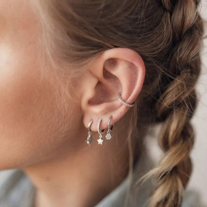 Hey Happiness Earrings Star Huggie Earrings Sterling Silver Hey Happiness Earrings Star Huggie Earrings Sterling Silver