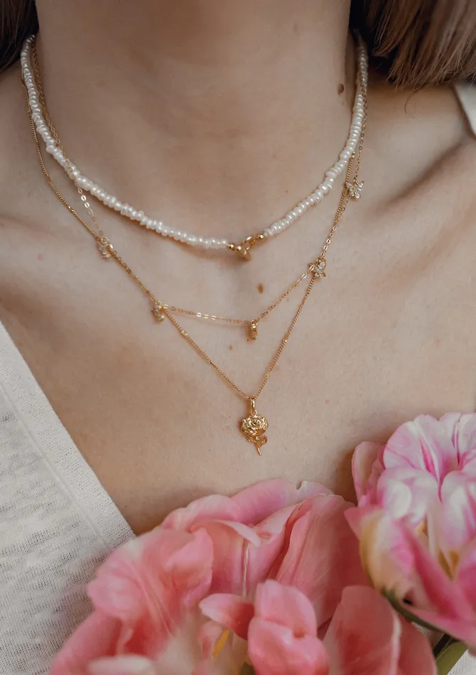 Hey Happiness Necklaces Rose Pendant Necklace Sterling Silver Gold
