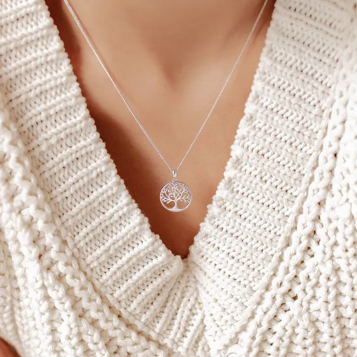 Hey Happiness Necklaces Tree of Life Pendant Necklace Sterling Silver