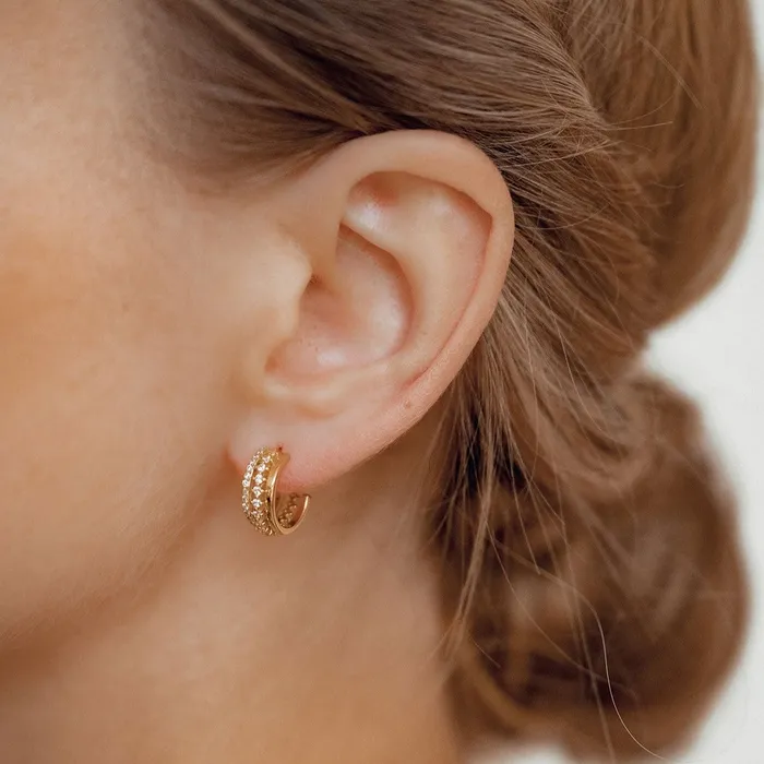 Hey Happiness Triple Hoop Fan Gemstones Earrings Sterling Silver Gold Earrings Hey Happiness Triple Hoop Fan Gemstones Earrings Sterling Silver Gold Earrings