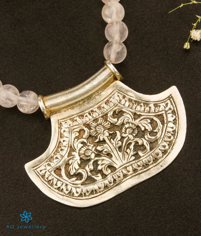 Jaipur Necklaces The Neeti Silver Rose Quartz Necklace