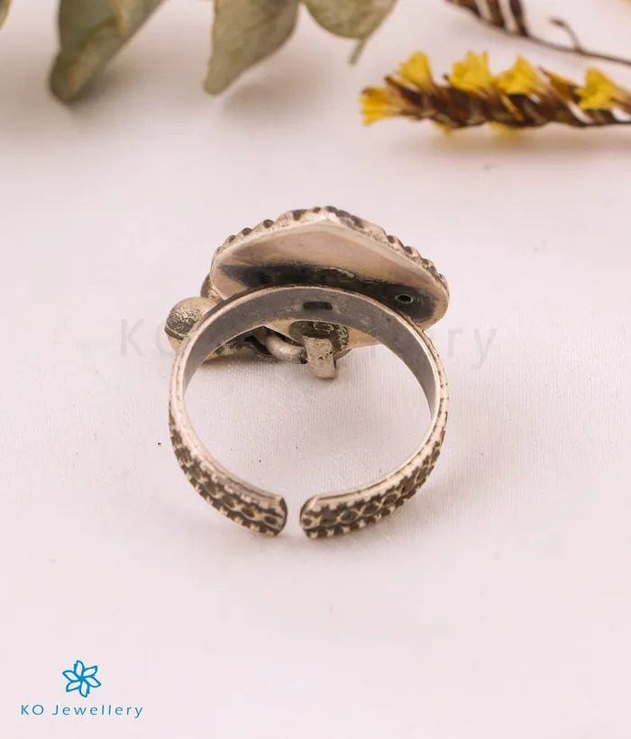 Jaipur Rings The Tavus Silver Peacock Open Finger Ring