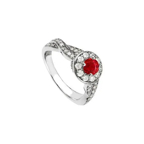 Rings 185 Carats Red Round Halo Ruby Natural Earth Mined Diamond Ring White Gold 14K GB Rings 185 Carats Red Round Halo Ruby Natural Earth Mined Diamond Ring White Gold 14K GB