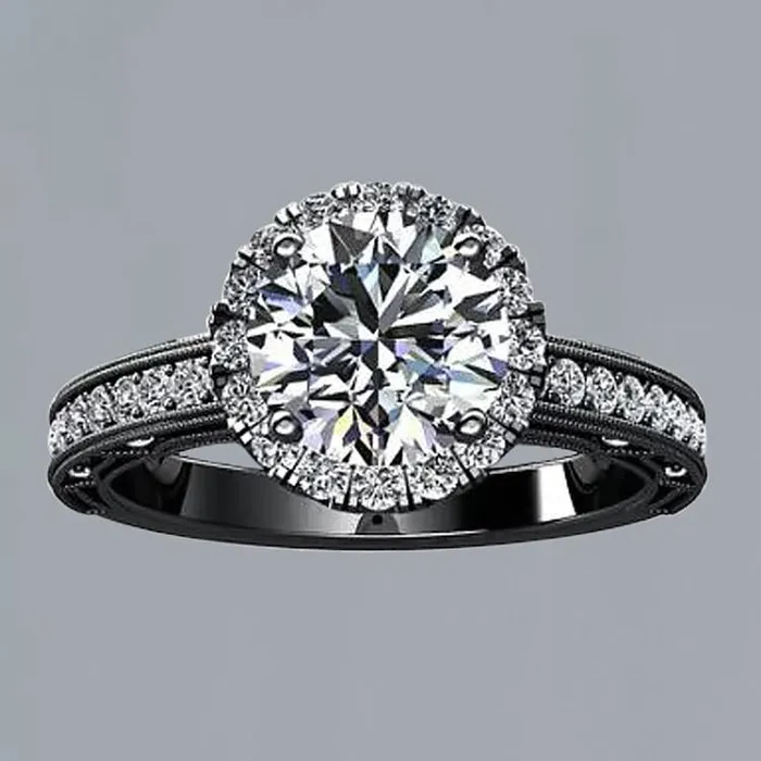 Rings GB Flower Style Round Natural Earth Mined Diamond Engagement Halo Ring 211 Carat BG 14K Rings GB Flower Style Round Natural Earth Mined Diamond Engagement Halo Ring 211 Carat BG 14K