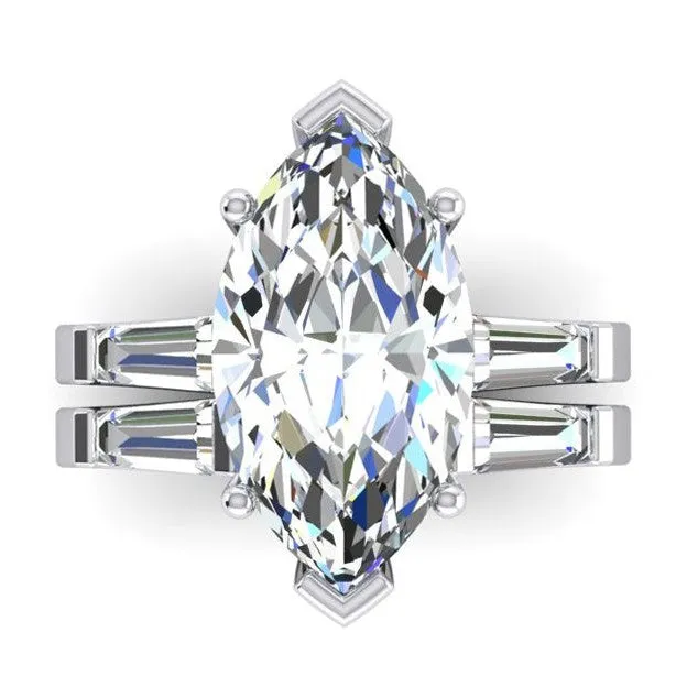 Rings GB Marquise Cut Natural Earth Mined Diamond Ring Engagement Set 350 Ct