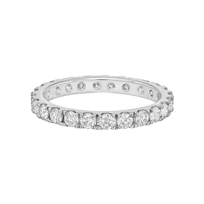 Rings GB White Gold Round Natural Earth Mined Diamond Eternity Wedding Band 240 Carats