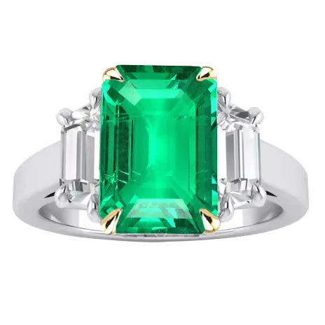Rings HarryChadEntcom Green Emerald And Diamond Ring 3 Stone Jewelry