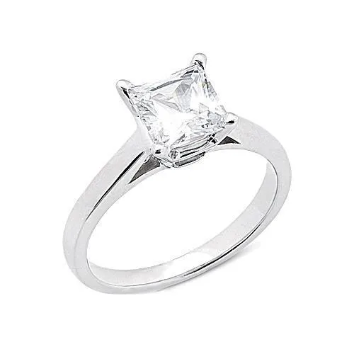 Rings Princess Cut 1 Ct Real Natural Earth Mined Diamond Engagement Ring White Gold 14K GB Rings Princess Cut 1 Ct Real Natural Earth Mined Diamond Engagement Ring White Gold 14K GB