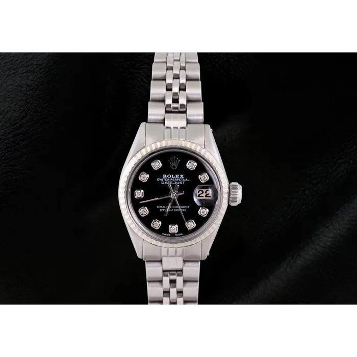 Rolex Datejust Diamond Dial Fluted Bezel Ladies Watch Ss Jubilee GB Watches