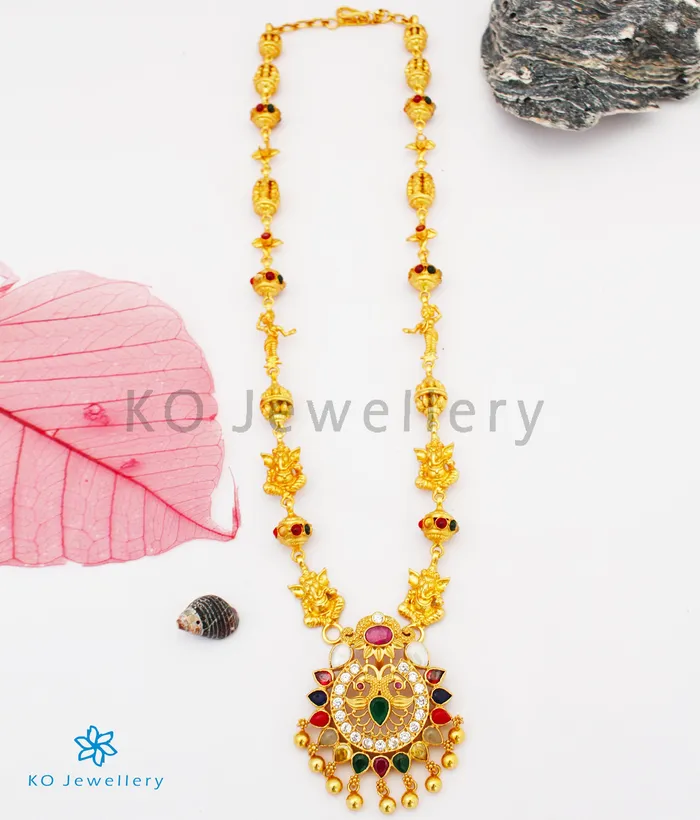 Silversmith Necklaces The Atharva Silver Navratna Peacock Necklace