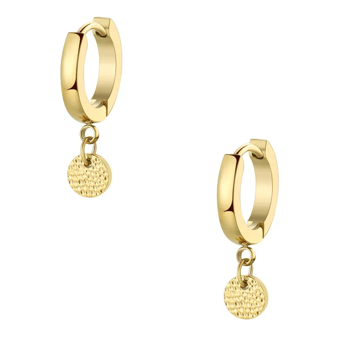 Textured Circle Hoop Earrings Gold Hey Happiness Earrings