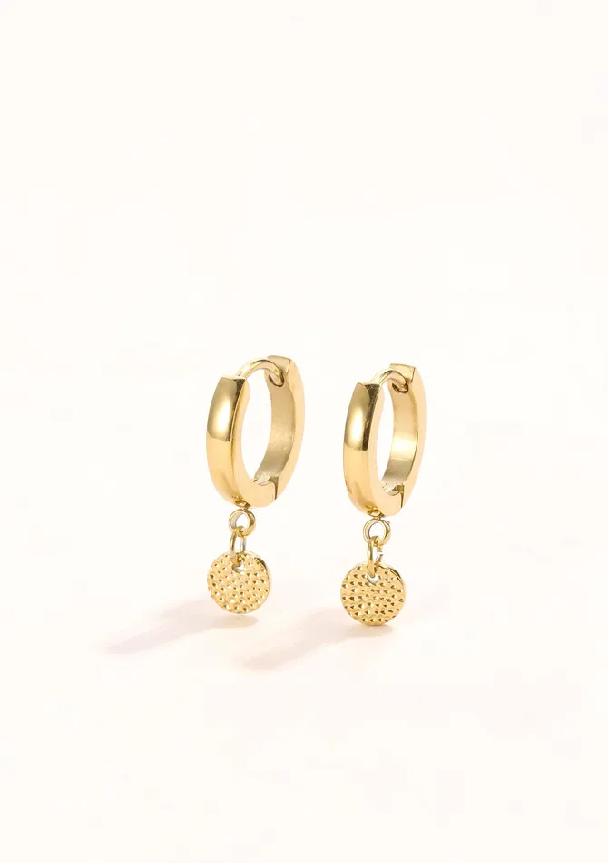 Textured Circle Hoop Earrings Gold Hey Happiness Earrings Textured Circle Hoop Earrings Gold Hey Happiness Earrings