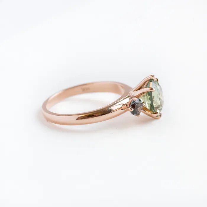186ct ThreeStone Green Sapphire and Spinel Gemstone Ring in Rose Gold Anueva Jewelry Rings