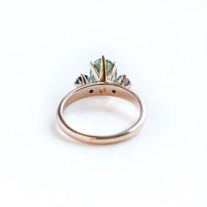 186ct ThreeStone Green Sapphire and Spinel Gemstone Ring in Rose Gold Anueva Jewelry Rings